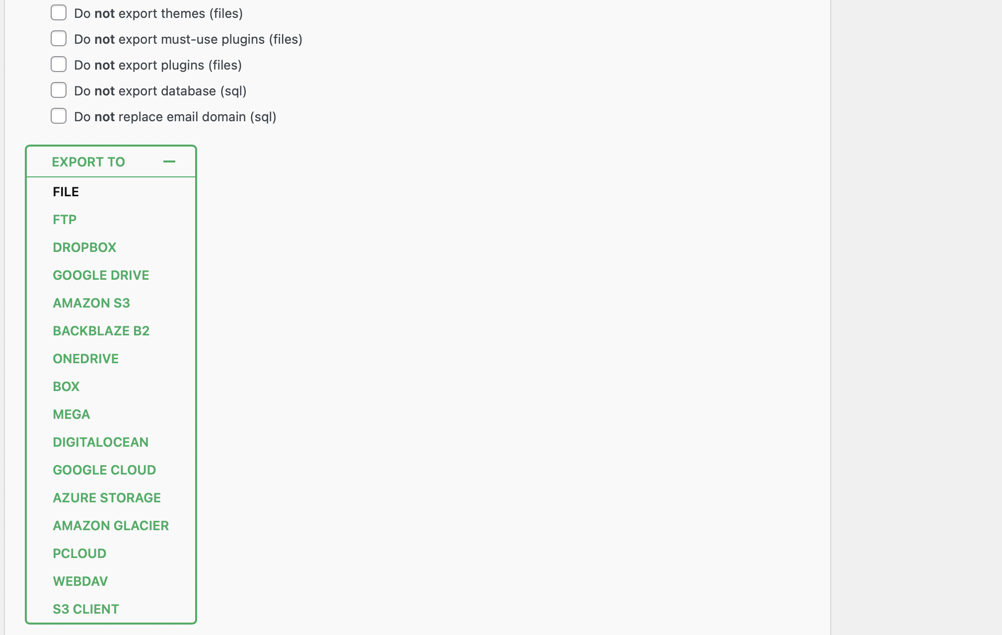 Export your website as a file.